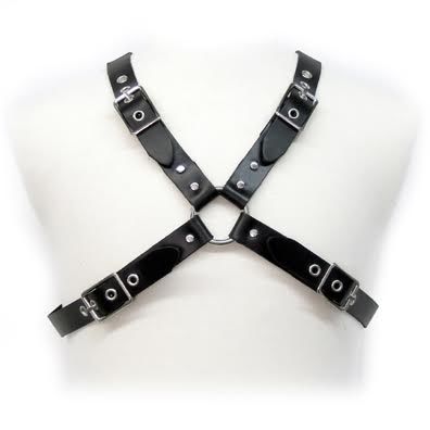 Leather Body Black Buckle Harness For Men to practice BDSM--