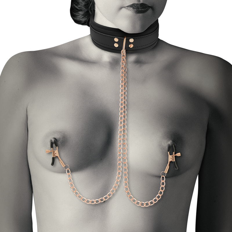 Coquette Fantasy Collar With BDSM Nipples Clamps--
