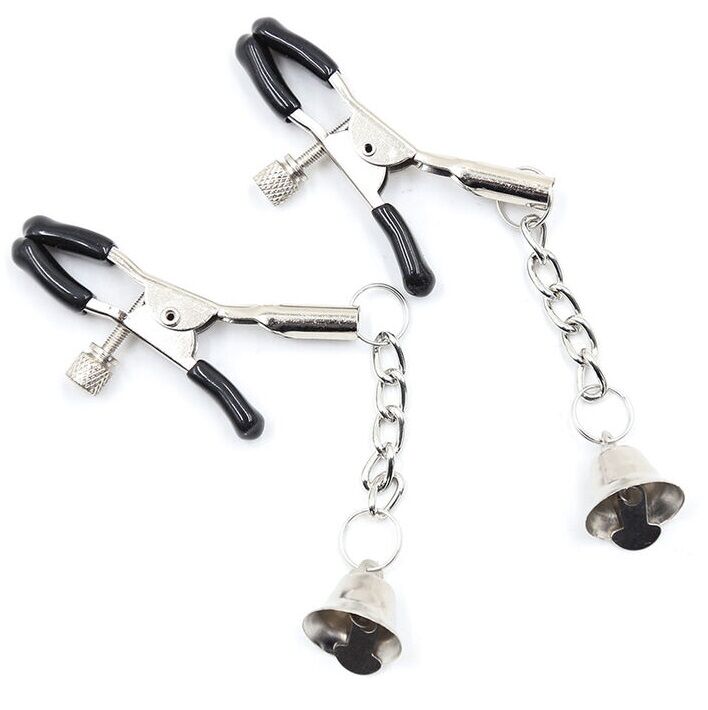Ohmama Metalic Nipple Clamps With Chains And Little Belts--