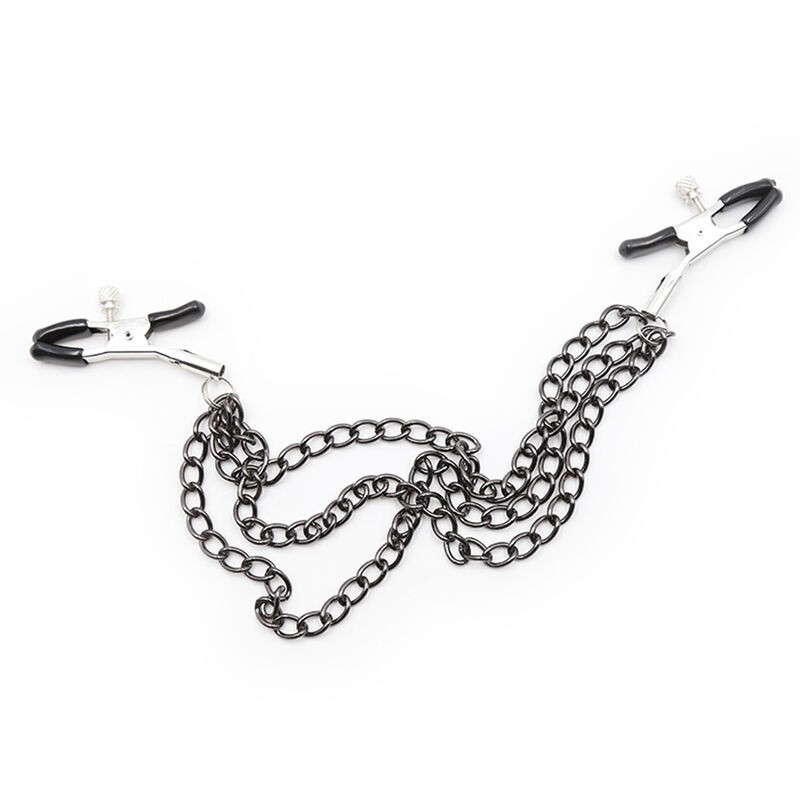Ohmama Fetish Black Nipple Clamps With Multi Chains--